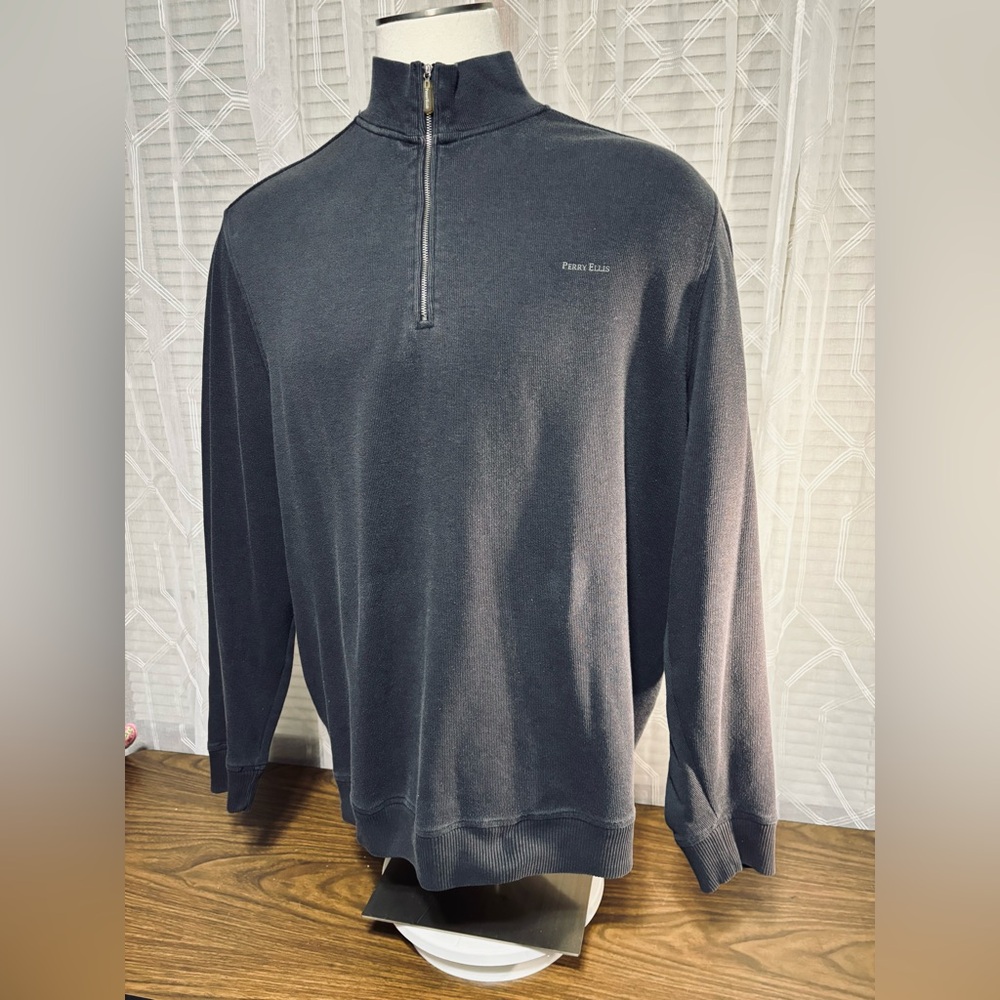 Perry Ellis Ribbed Men's Pullover GRAY Sweater - Size 2XLT